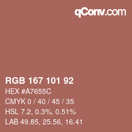 Código de color: RGB 167 101 92 | qconv.com