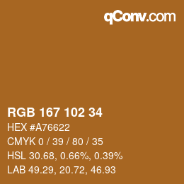 カラーコード: RGB 167 102 34 | qconv.com