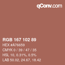 Color code: RGB 167 102 89 | qconv.com