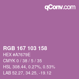 カラーコード: RGB 167 103 158 | qconv.com