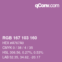 カラーコード: RGB 167 103 160 | qconv.com