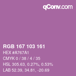 Color code: RGB 167 103 161 | qconv.com