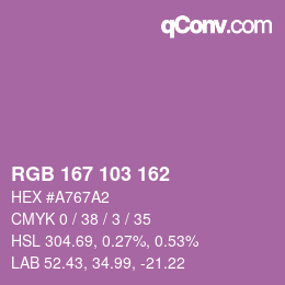 Color code: RGB 167 103 162 | qconv.com