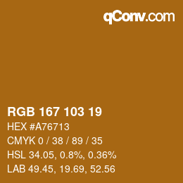Color code: RGB 167 103 19 | qconv.com