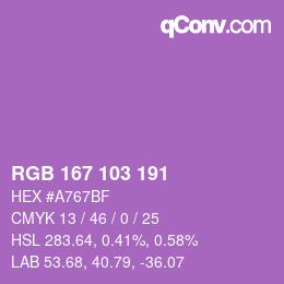カラーコード: RGB 167 103 191 | qconv.com