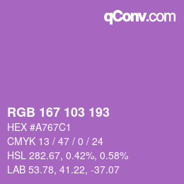カラーコード: RGB 167 103 193 | qconv.com