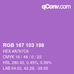 Color code: RGB 167 103 198 | qconv.com