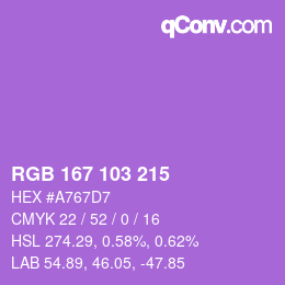 颜色代码: RGB 167 103 215 | qconv.com
