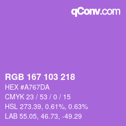 Color code: RGB 167 103 218 | qconv.com