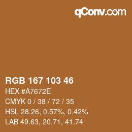Color code: RGB 167 103 46 | qconv.com