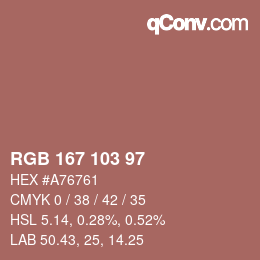 Color code: RGB 167 103 97 | qconv.com