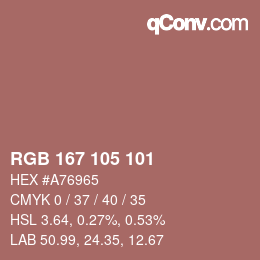 Color code: RGB 167 105 101 | qconv.com