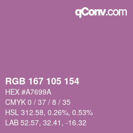 Color code: RGB 167 105 154 | qconv.com