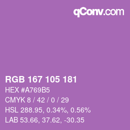 Color code: RGB 167 105 181 | qconv.com