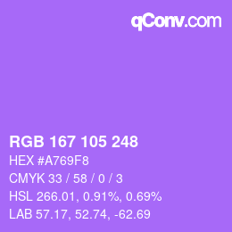 Color code: RGB 167 105 248 | qconv.com