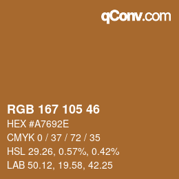 Color code: RGB 167 105 46 | qconv.com