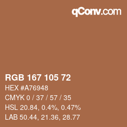 Color code: RGB 167 105 72 | qconv.com