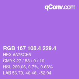 カラーコード: RGB 167 108.4 229.4 | qconv.com
