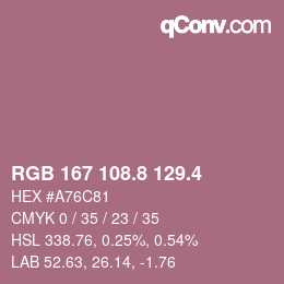 カラーコード: RGB 167 108.8 129.4 | qconv.com