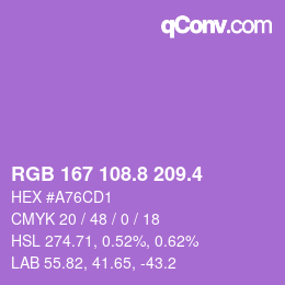 カラーコード: RGB 167 108.8 209.4 | qconv.com