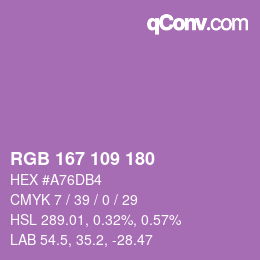 Color code: RGB 167 109 180 | qconv.com