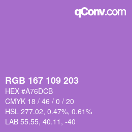 Color code: RGB 167 109 203 | qconv.com