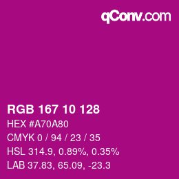 Color code: RGB 167 10 128 | qconv.com