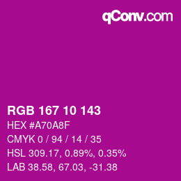 カラーコード: RGB 167 10 143 | qconv.com