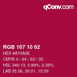 Color code: RGB 167 10 62 | qconv.com