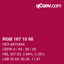 Color code: RGB 167 10 68 | qconv.com