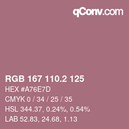 カラーコード: RGB 167 110.2 125 | qconv.com