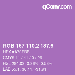 カラーコード: RGB 167 110.2 187.6 | qconv.com