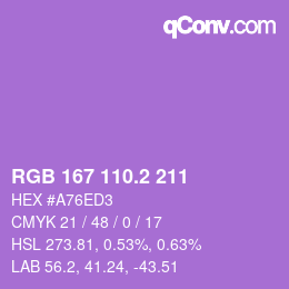 カラーコード: RGB 167 110.2 211 | qconv.com