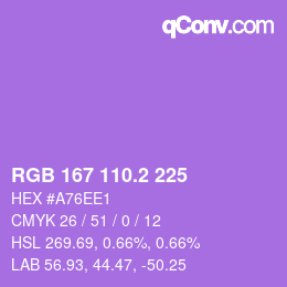 カラーコード: RGB 167 110.2 225 | qconv.com