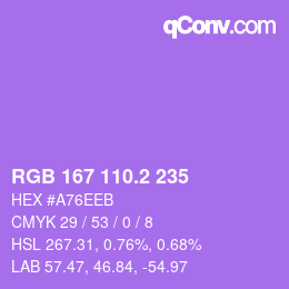 カラーコード: RGB 167 110.2 235 | qconv.com