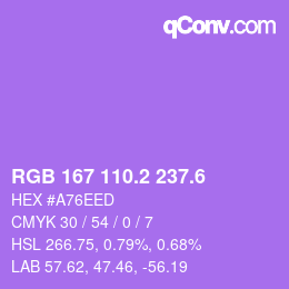 カラーコード: RGB 167 110.2 237.6 | qconv.com