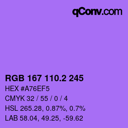 カラーコード: RGB 167 110.2 245 | qconv.com