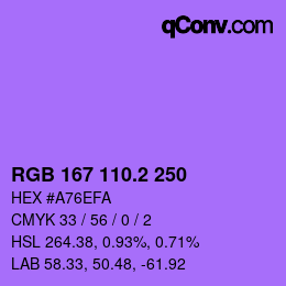 カラーコード: RGB 167 110.2 250 | qconv.com