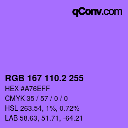 カラーコード: RGB 167 110.2 255 | qconv.com