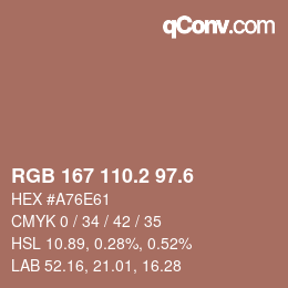 カラーコード: RGB 167 110.2 97.6 | qconv.com