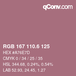 カラーコード: RGB 167 110.6 125 | qconv.com