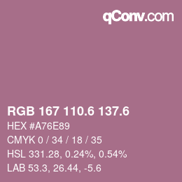 カラーコード: RGB 167 110.6 137.6 | qconv.com