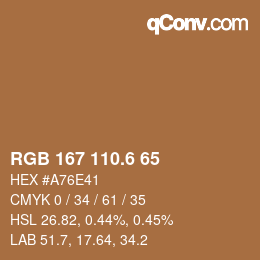 カラーコード: RGB 167 110.6 65 | qconv.com