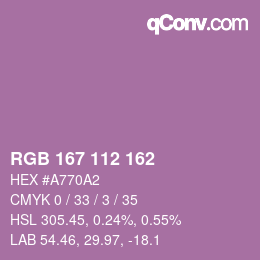 Color code: RGB 167 112 162 | qconv.com