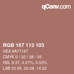 Color code: RGB 167 113 103 | qconv.com