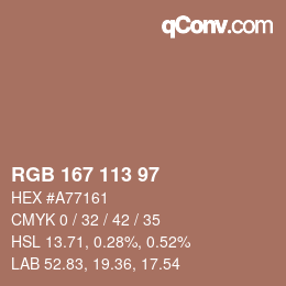 Color code: RGB 167 113 97 | qconv.com