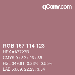 颜色代码: RGB 167 114 123 | qconv.com