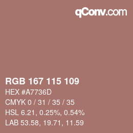 カラーコード: RGB 167 115 109 | qconv.com