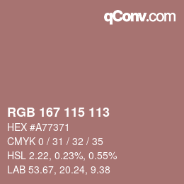 Color code: RGB 167 115 113 | qconv.com