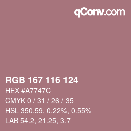 カラーコード: RGB 167 116 124 | qconv.com